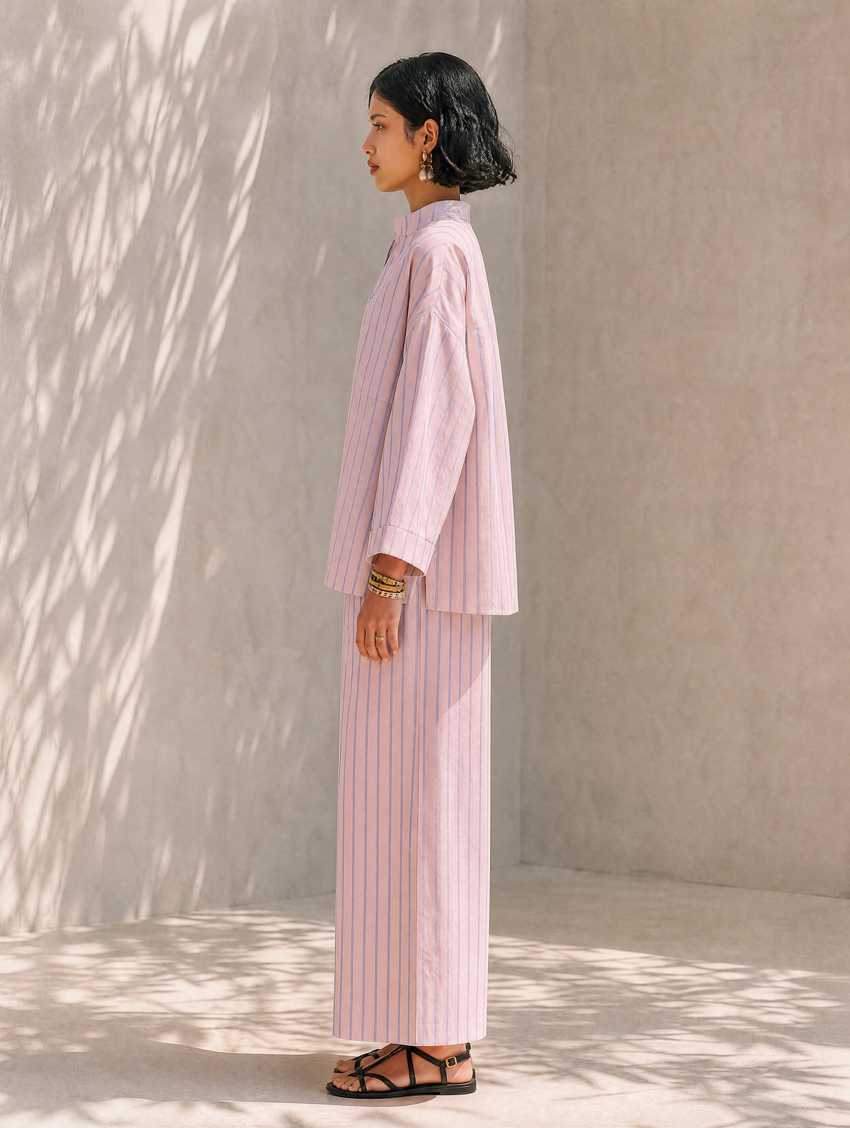 Women's Minimalist Half-Zip Long-Sleeve Top & Wide-Leg Pants Set MDZ0962G3ZRK