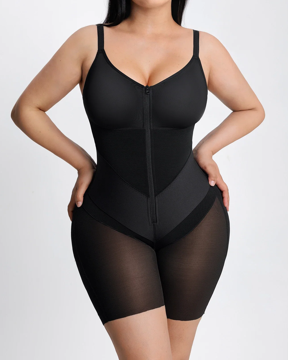 Full-Body Compression Faja Shaper with Mesh Thigh Panels