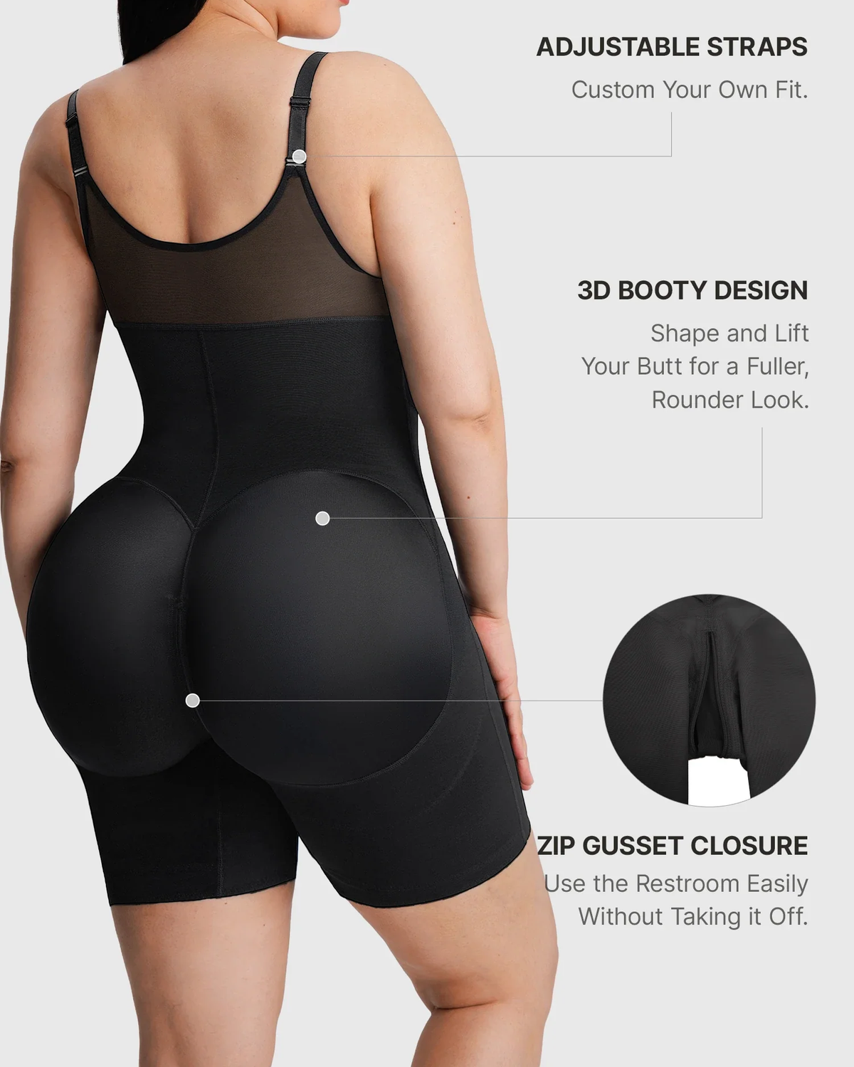 Full-Body Compression Faja Shaper with Mesh Thigh Panels