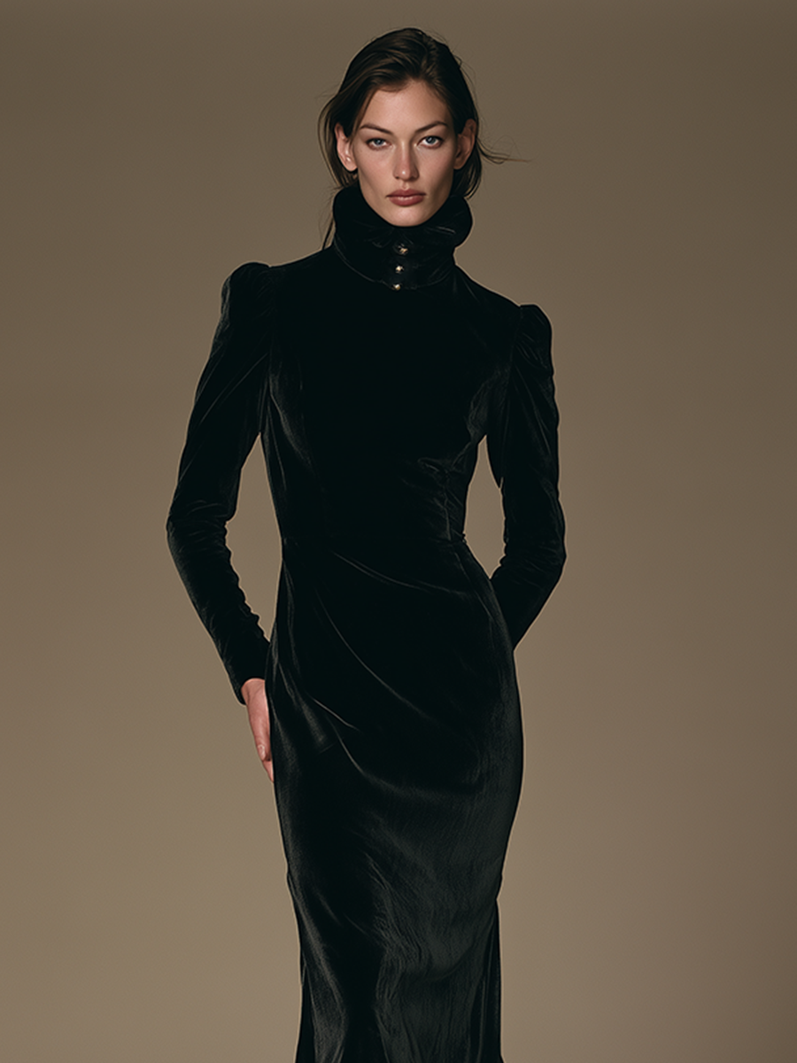 Women's High Neck Velvet Mermaid Gown For Formal Party MDZ0312I8LYL