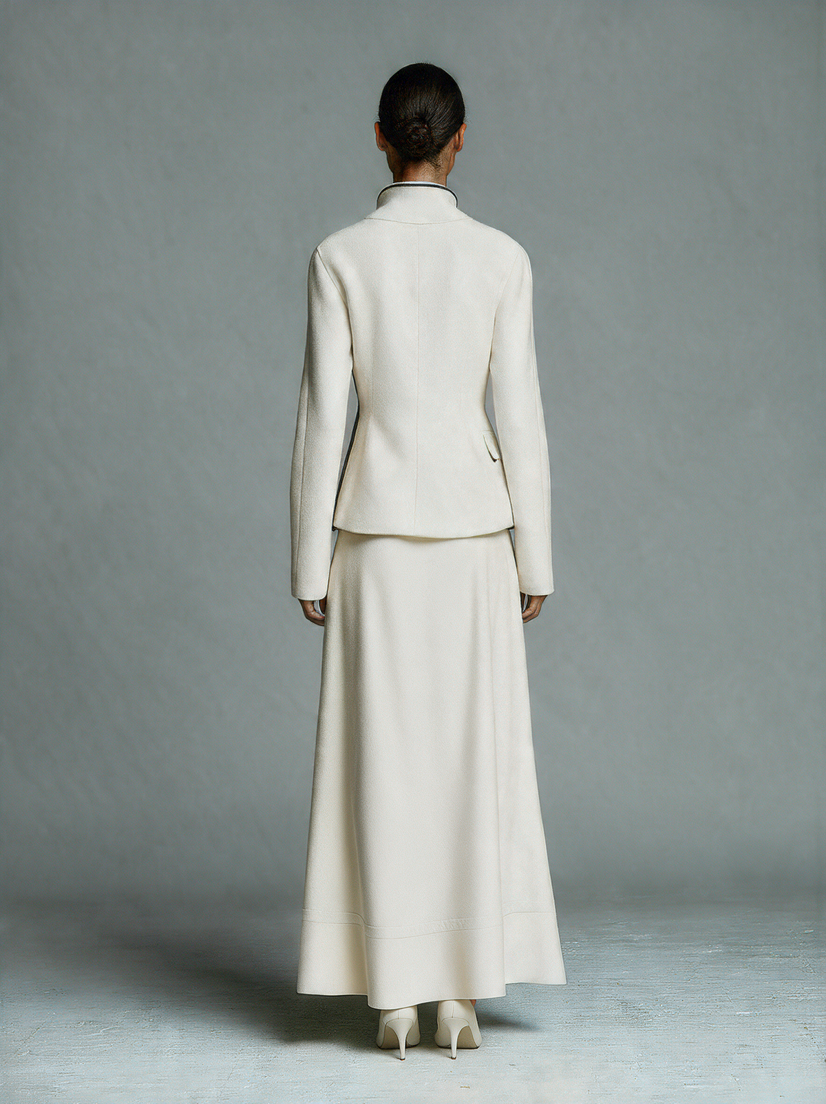 Women's Off‑White Asymmetric Wrap Jacket With Contrast Piping MDZ0442I3R
