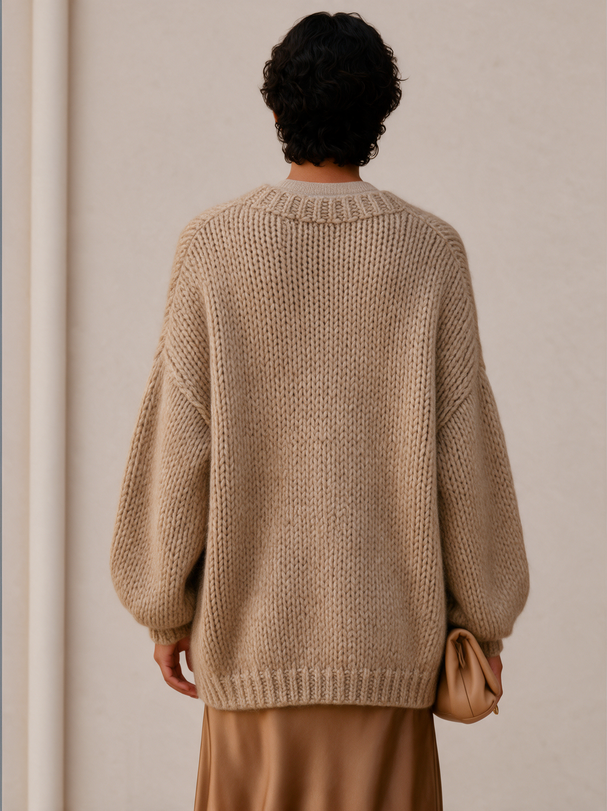 Women's Button Detail Relaxed Knit Round Neck Cardigan MDZ0418I0GMJ