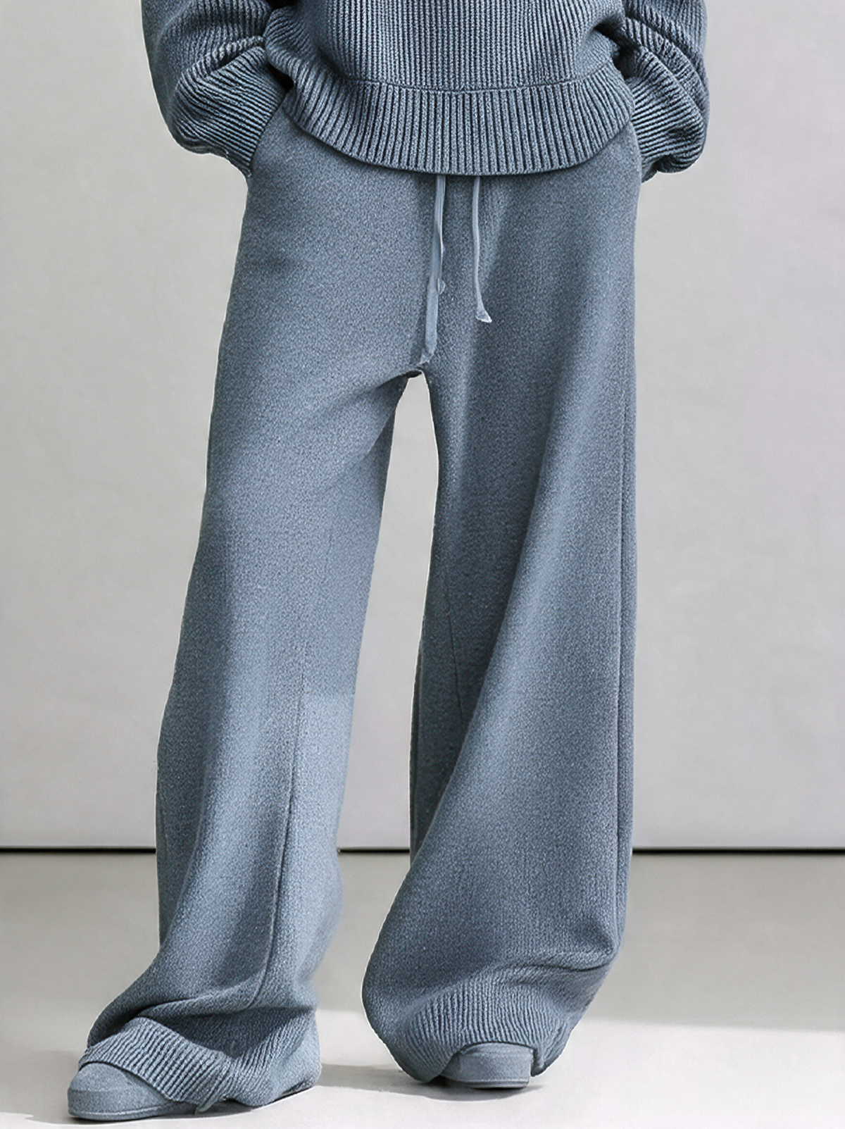 Women's High‑Waist Drawstring Knit Wide‑Leg Pants MDZ0764I6R