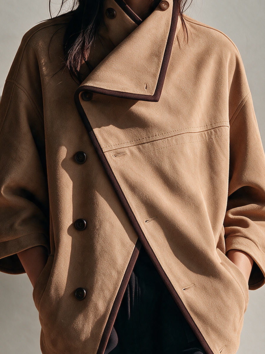 Women's Asymmetric Collar Suede Jacket