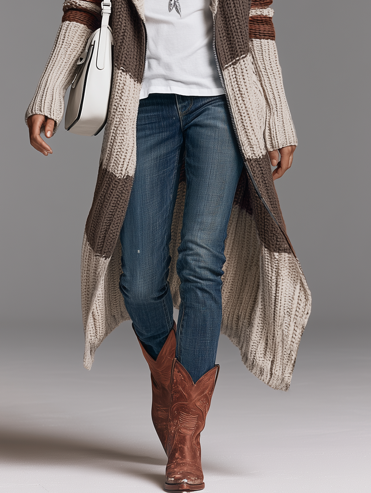 Women's Vintage Shawl Collar Long Zip-Up Cardigan