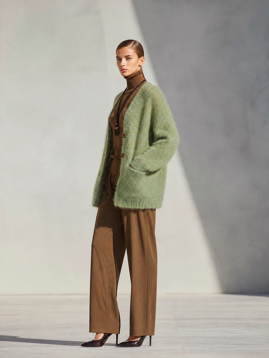Women's Chunky Knit Cardigan With Button Front