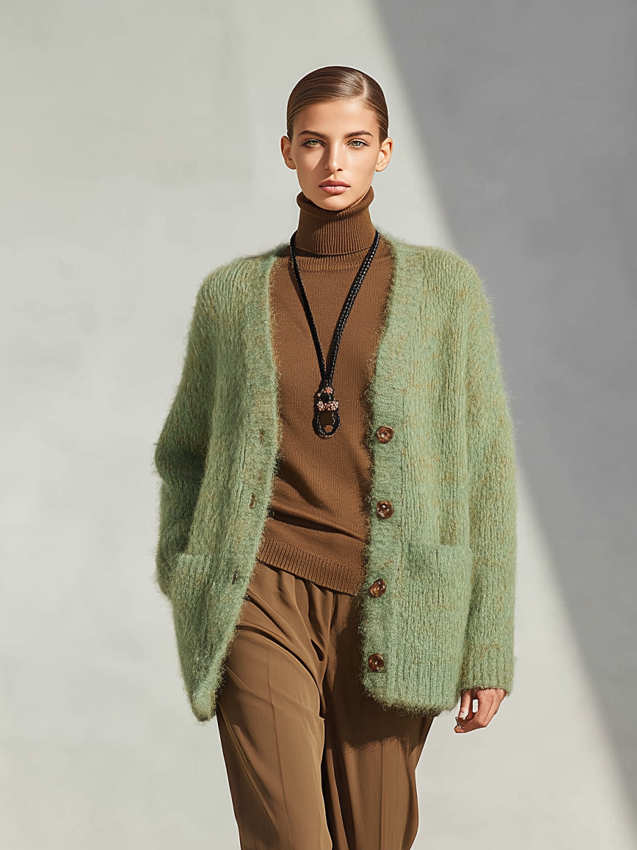 Women's Chunky Knit Cardigan With Button Front