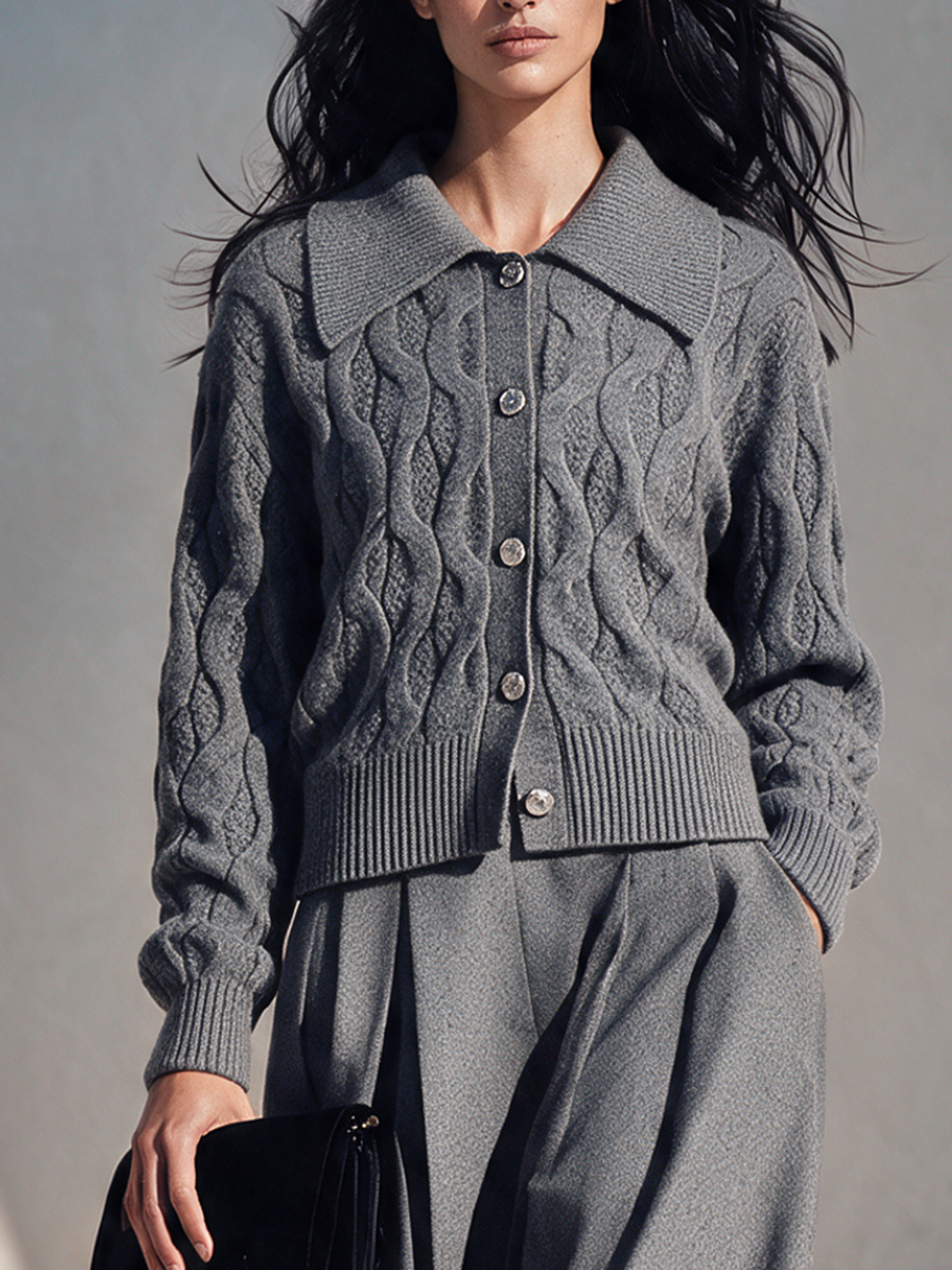 Women's Vintage-Style Cable-Knit & Wool-Blend Skirt Set