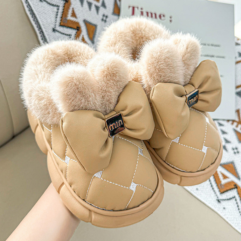 Women's Mabel Quilted Bow Winter Mules - Fuzzy-Lined Waterproof Slip-On Shoes (US 3.5-8.5)
