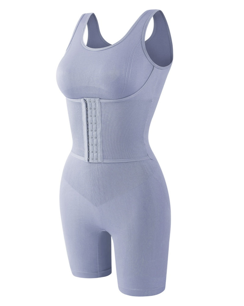 2 in 1 Seamless Double Tummy Control Mid Length Bodysuit  - By Qivii