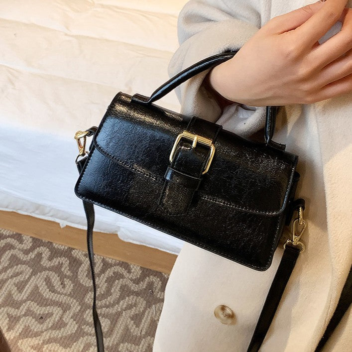 Women's Cantle Mini Satchel - Equestrian-Architectural Bag with Convertible Carry