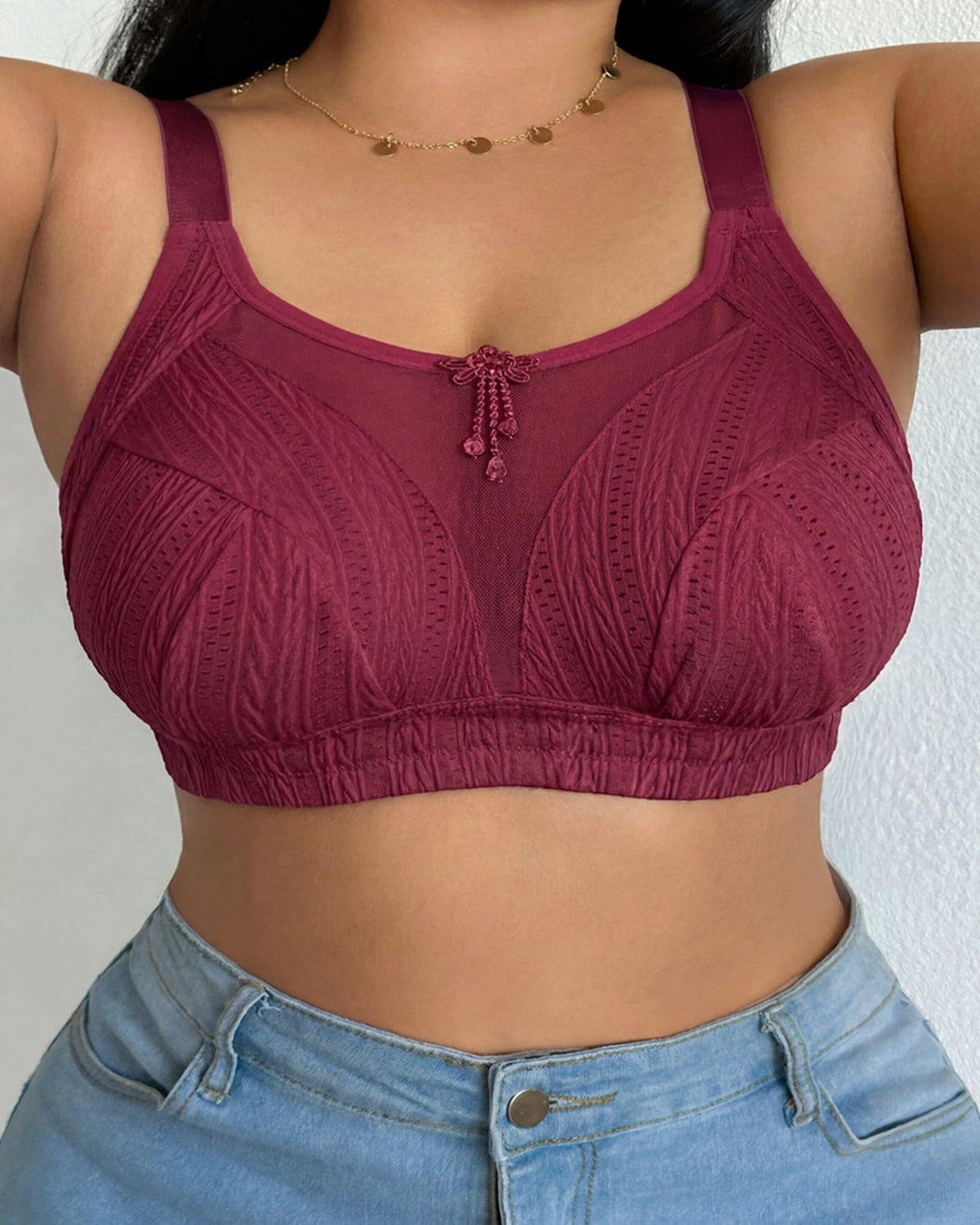 Mesh Adjustable Strap Plus Size Support Shapewear Bra