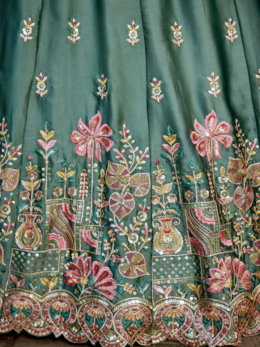 Limegreen - Georgette Sequins embroidery Lehenga choli & Dupatta