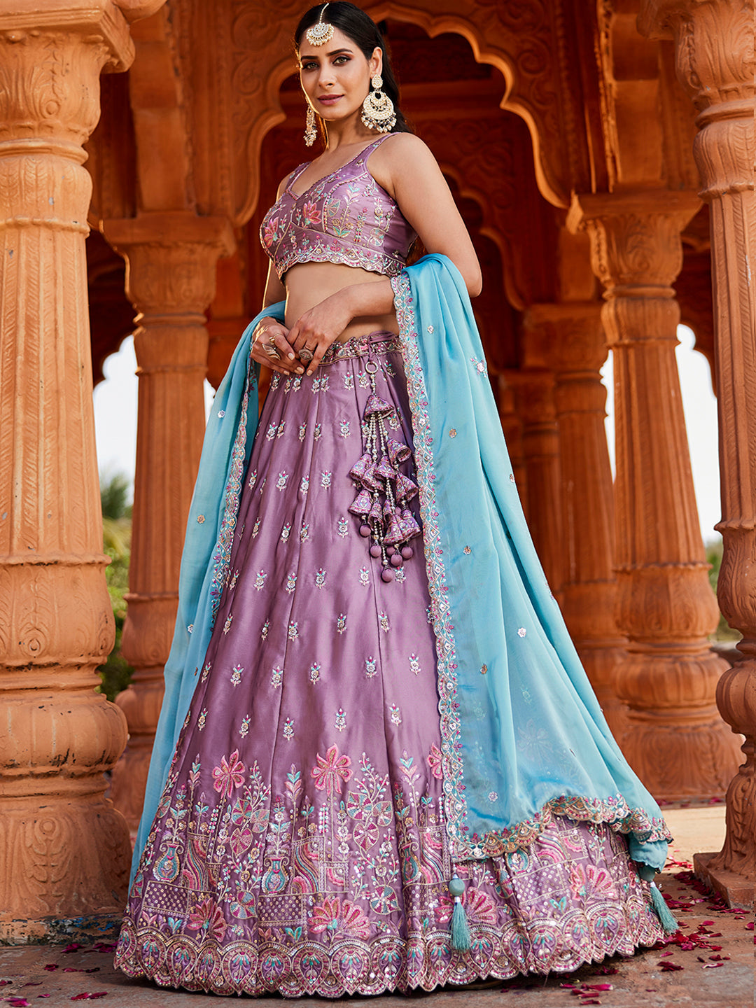 Lavender - Georgette Sequins embroidery Lehenga choli & Dupatta