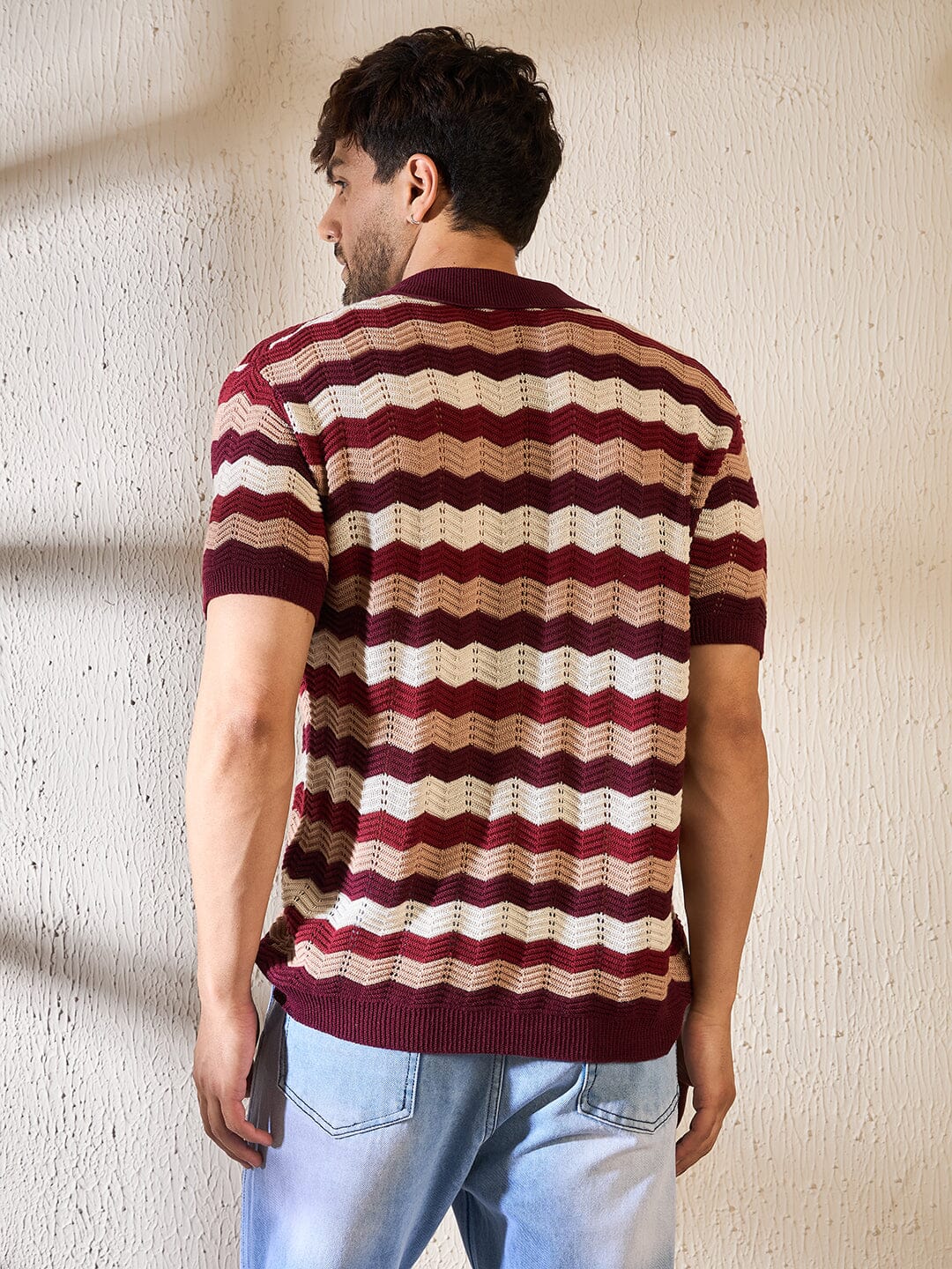Shades Of Burgundy Crochet Shirt - qivii