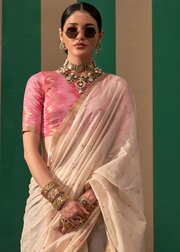 Soft Pink Handloom Woven Silk Saree