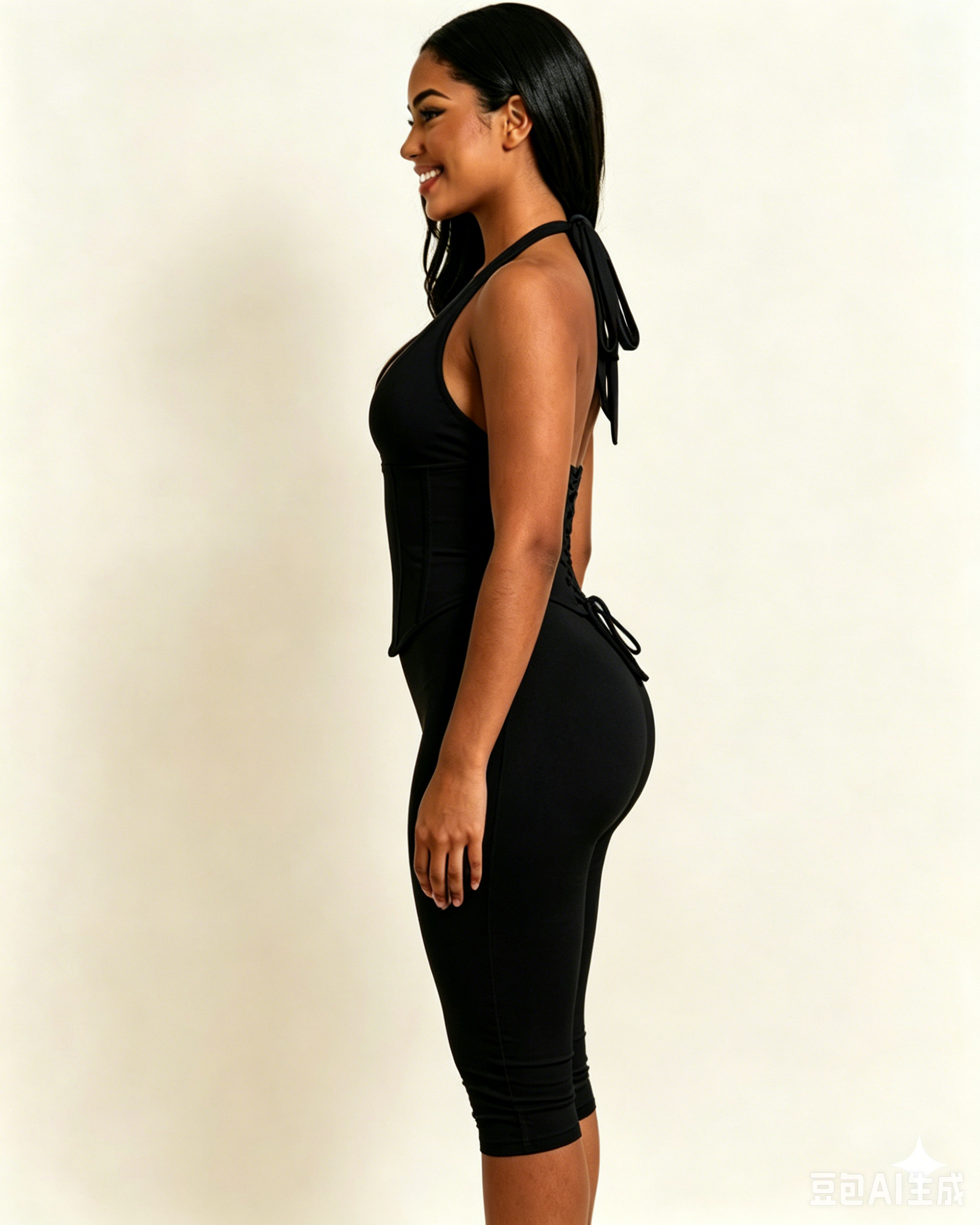 Hourglass Figure The Corset Body Shaper Waist Cincher Capri Jumpsuit Two-Piece Set  - By Qivii