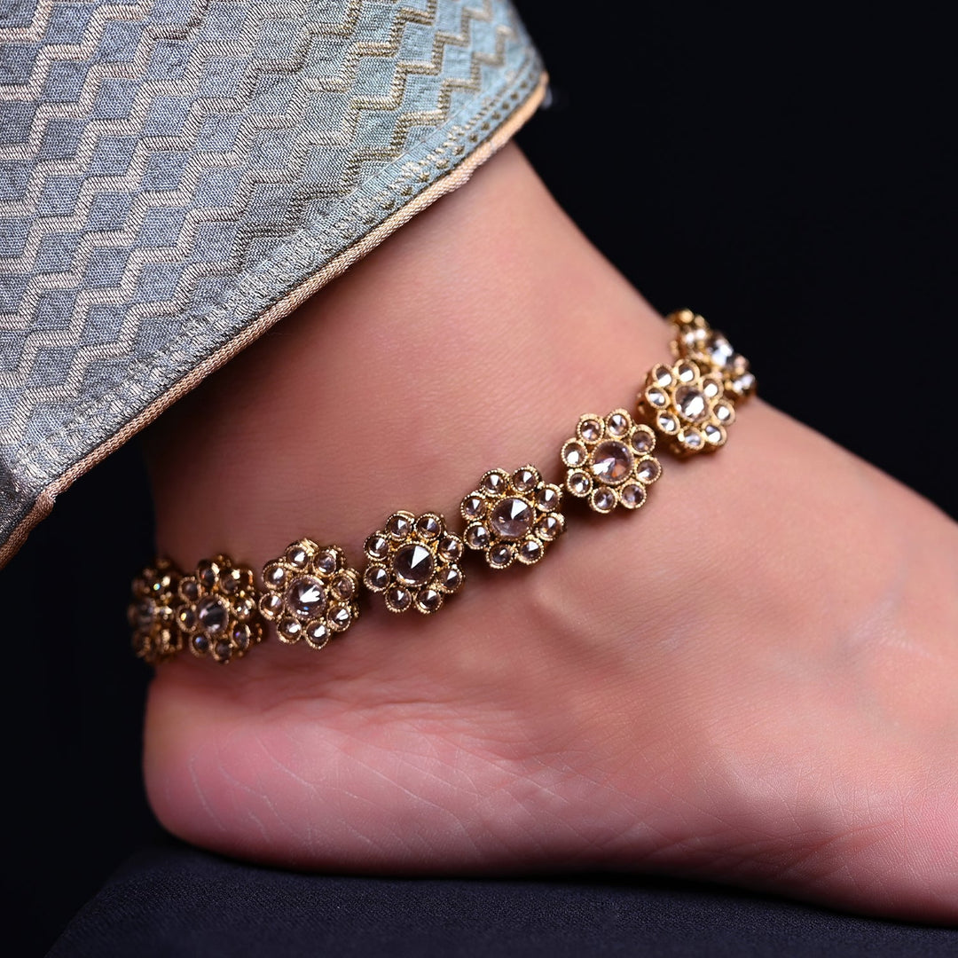 Umaa Copper Polki Floral Payal /Anklet