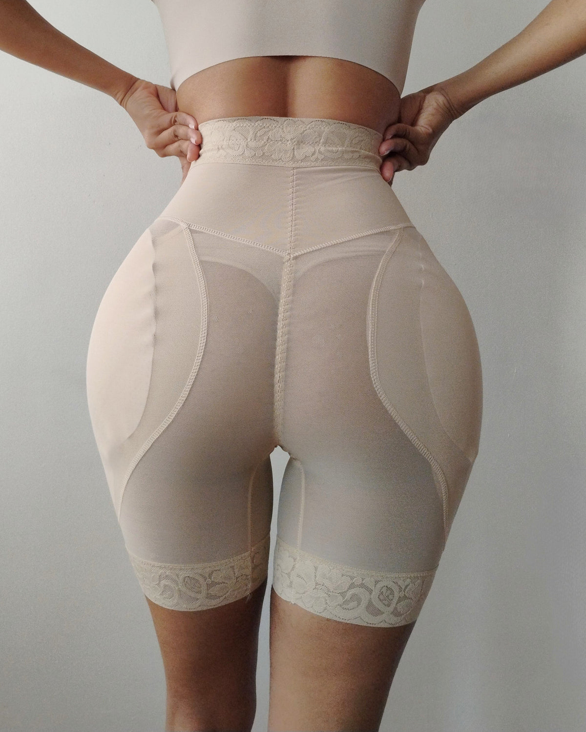 High Waist Tummy Control Butt Lifting Mid Thigh Mesh Shaper Shorts