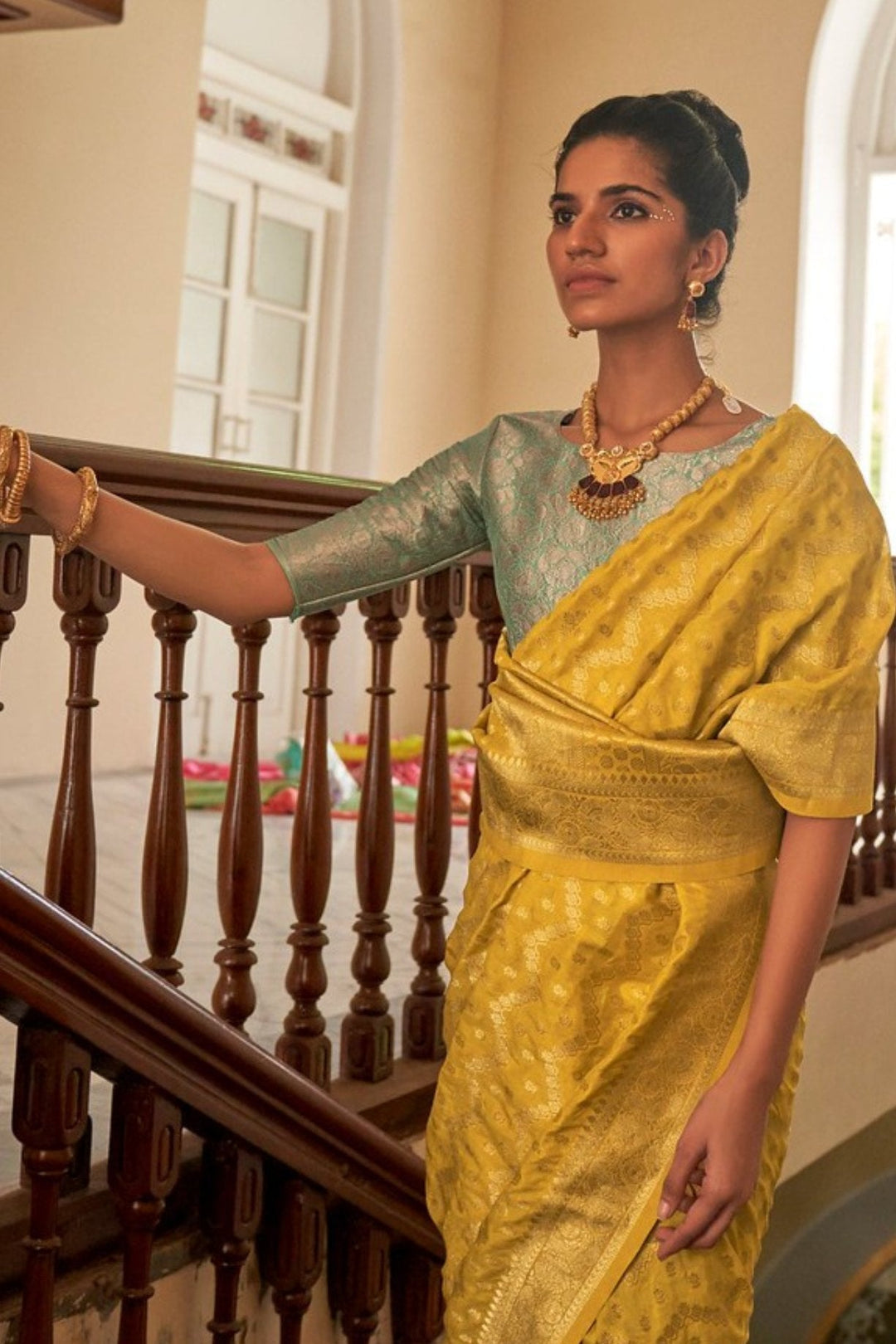 Ronchi Yellow Zari Woven Banarasi Saree