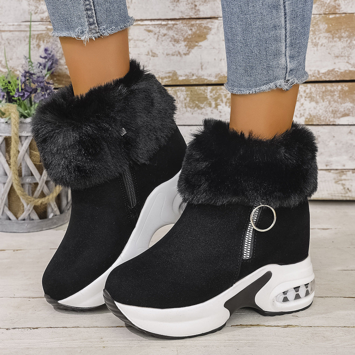Women's Cozy-Chic Snow Boots - Plush Lined Faux Suede Platform Ankle Boots (US 4-10.5)