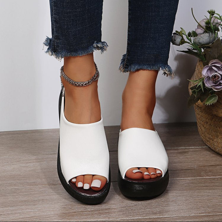 Women's Elowen Peep-Toe Platform Wedge Slide Sandals - Elevated Summer Comfort Slides (US 4-11)