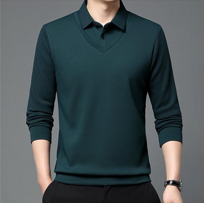 Julian™ - Elegante Gestreepte Kraag Twee Delige Shirt  - By Qivii