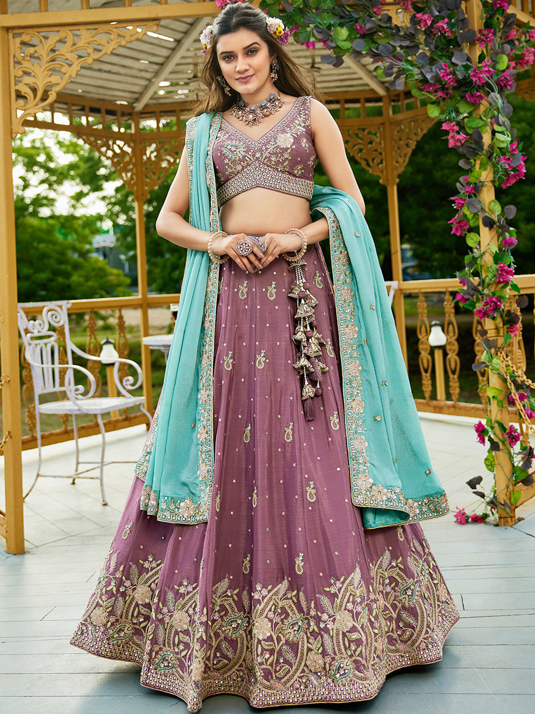 Rosegolad - Chinnon Sequinse embroidery Lehenga choli & Dupatta
