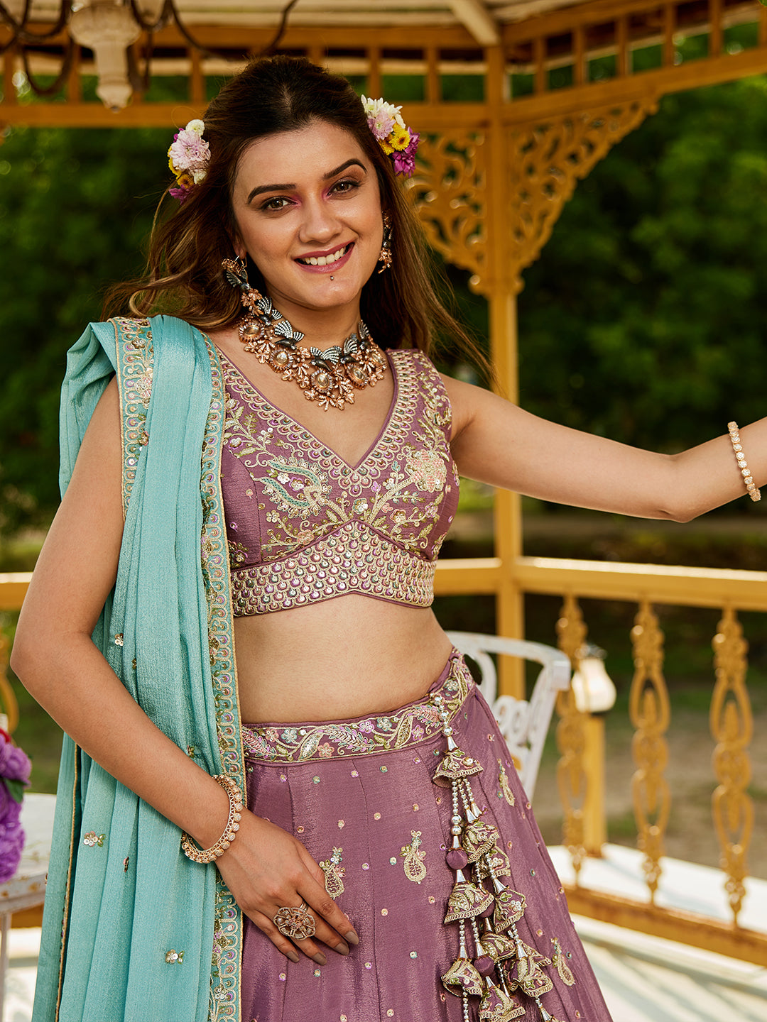 Rosegolad - Chinnon Sequinse embroidery Lehenga choli & Dupatta