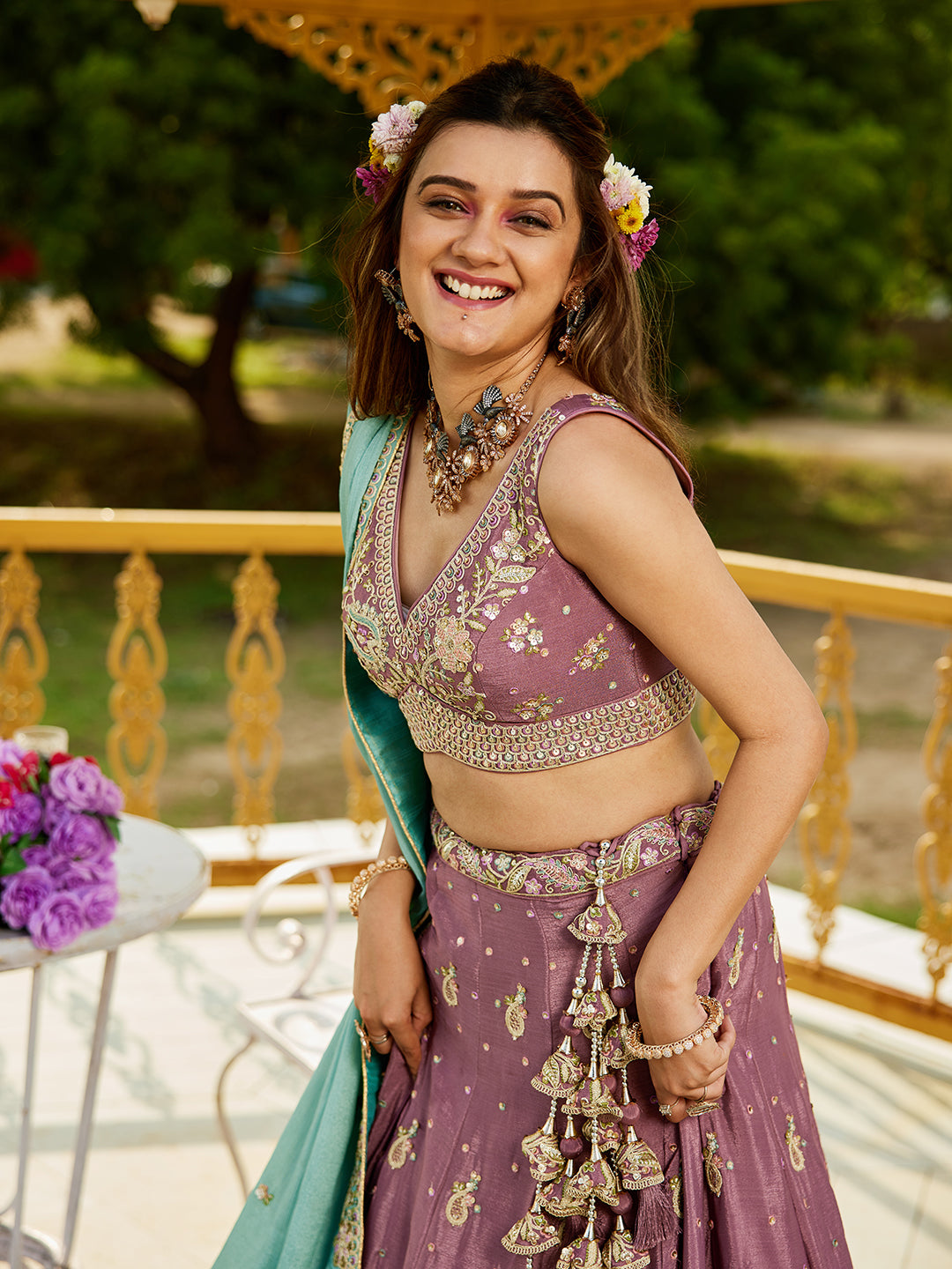 Rosegolad - Chinnon Sequinse embroidery Lehenga choli & Dupatta