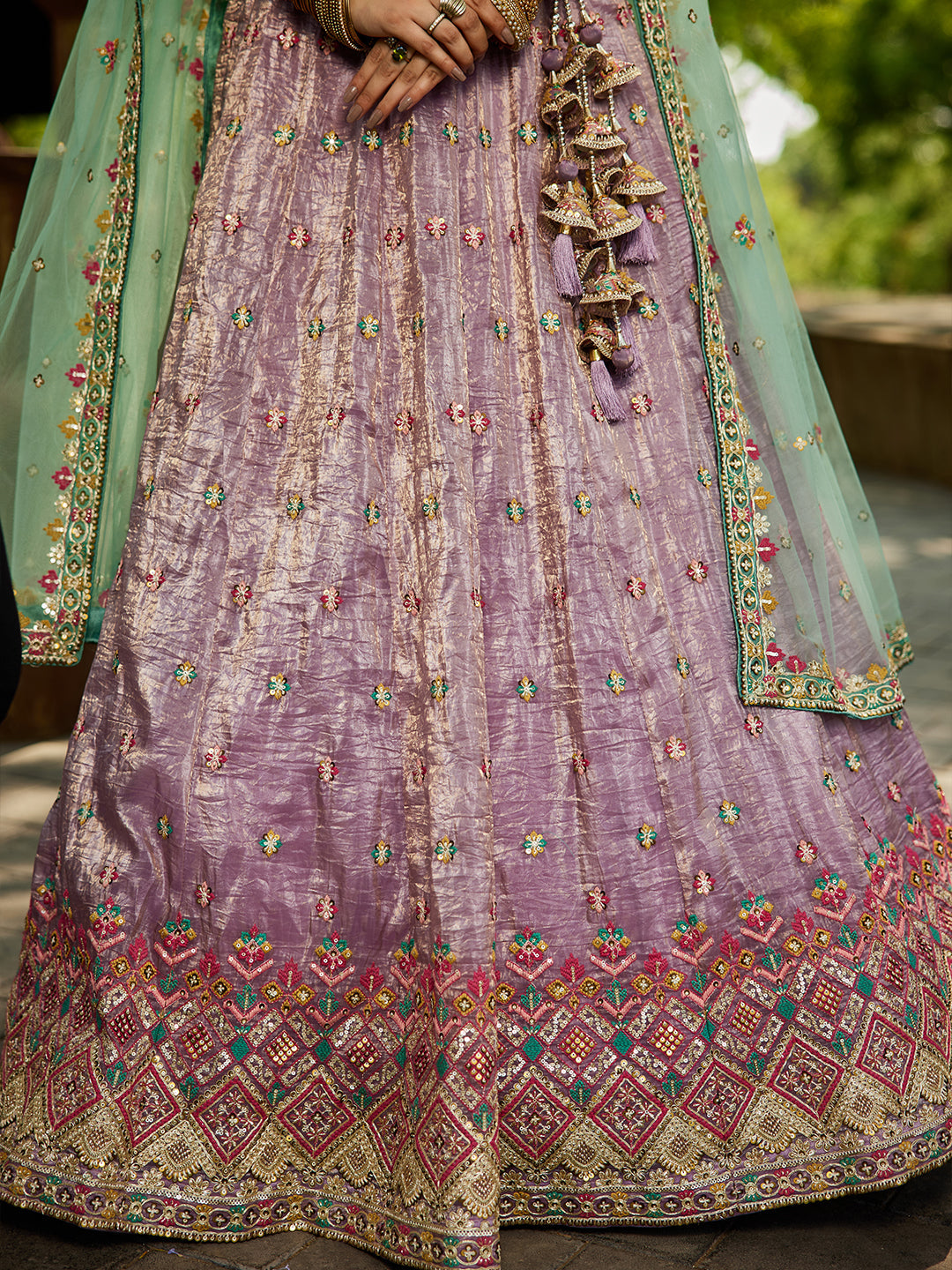 Lavender - Tissue Sequinse embroidery Lehenga choli & Dupatta