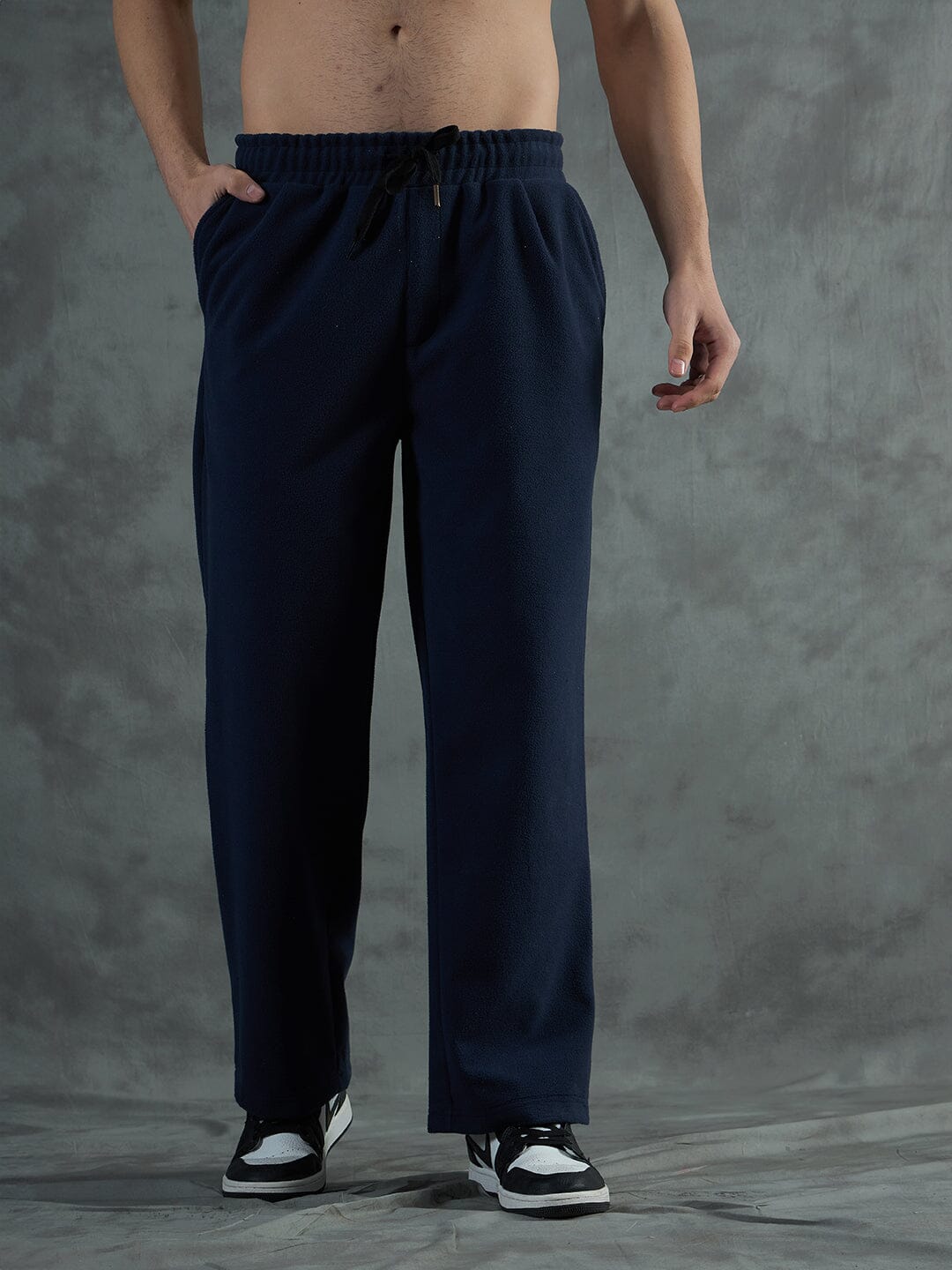 Navy Polar Fleece Relaxed Fit Trackpants