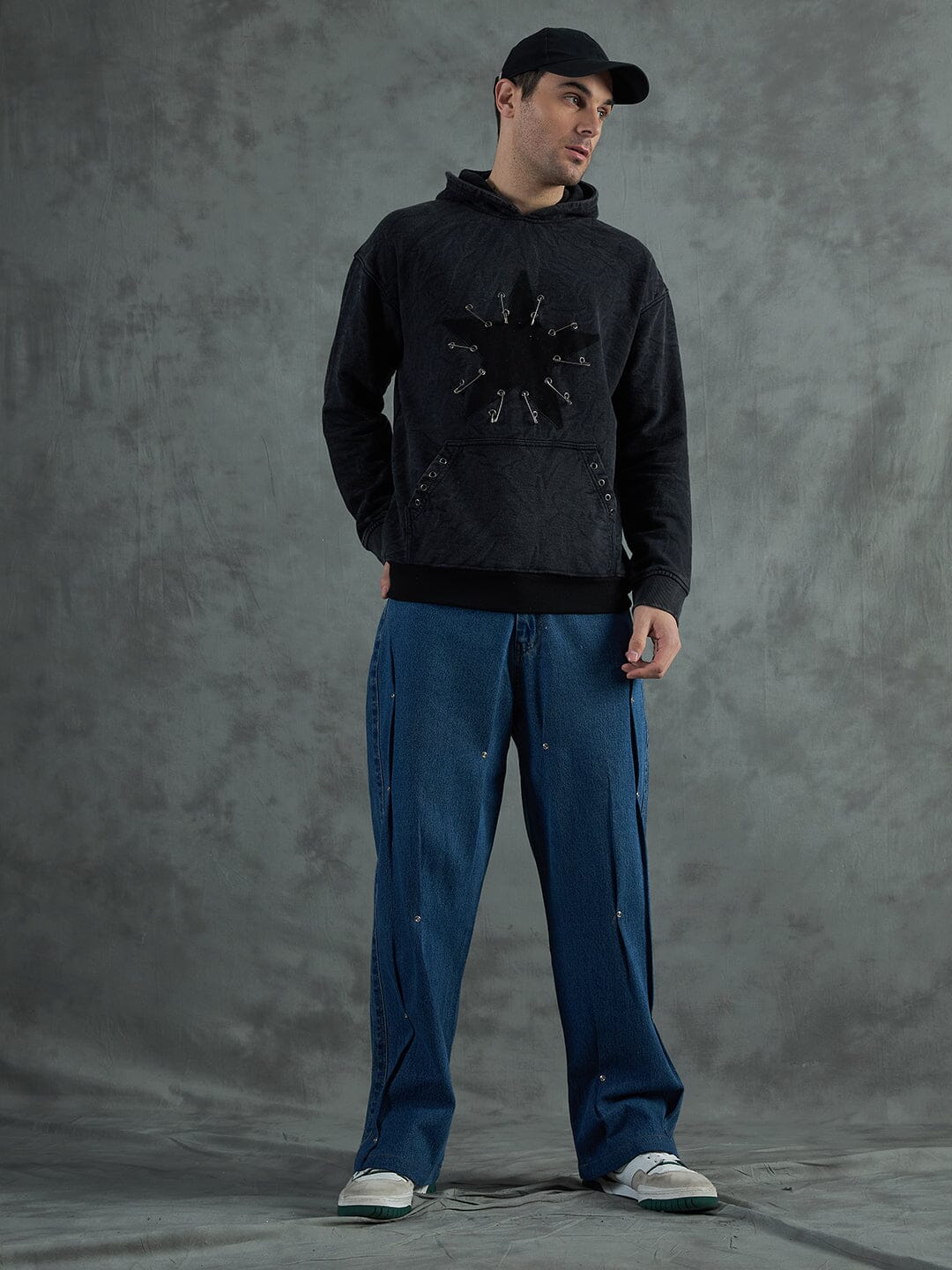 Acid Star Safety Pin Oversized Hoodie