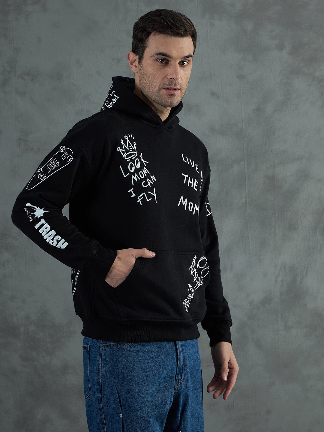 Black Graffiti Oversized Hoodie