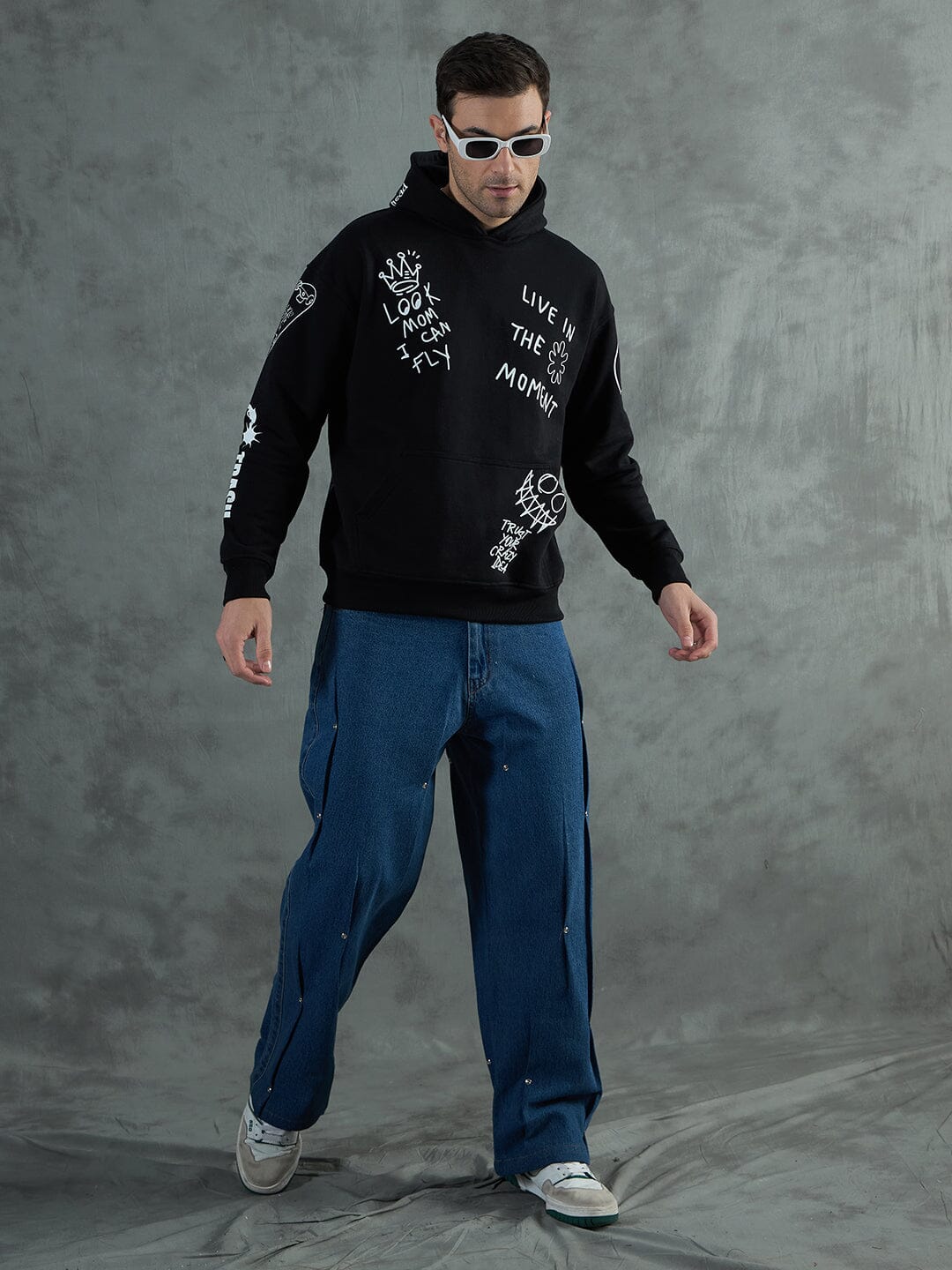 Black Graffiti Oversized Hoodie