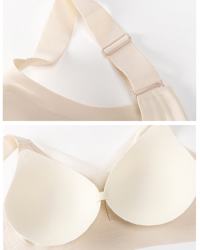 Wireless Mesh V Neck Invisible No Underwire Comfort Smooth Everyday Bra  - By Qivii