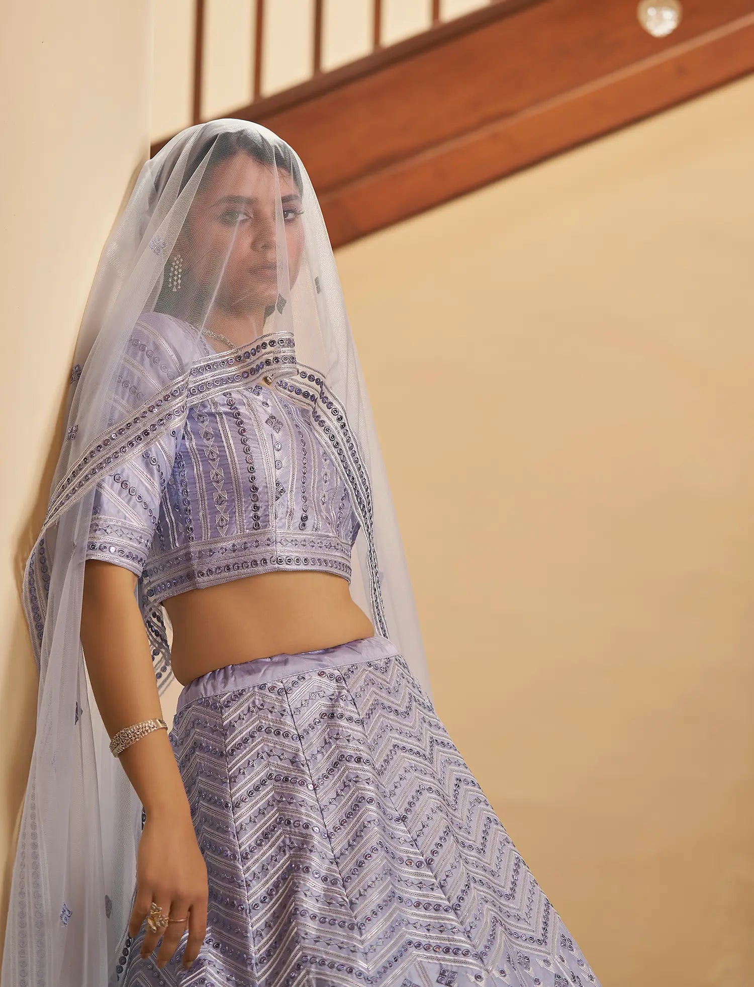 Lavender Silk Thread with Sequence Embroidery Work Lehenga Choli | Ready To Wear - qivii