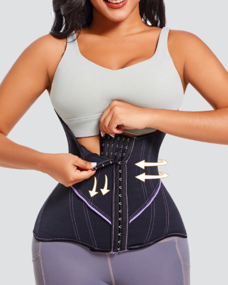 Buckle Waist Trainer High Compression Tummy Control Corset  - By Qivii