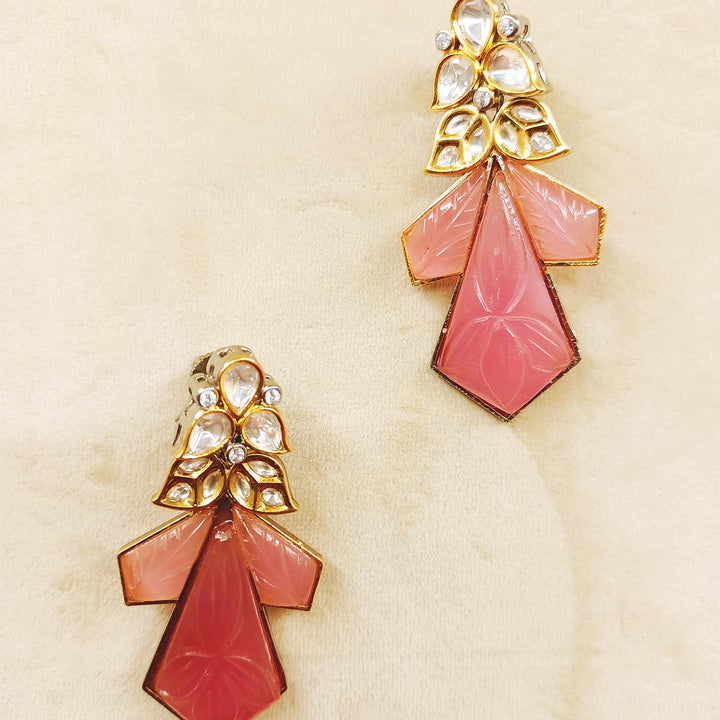 Diyanshi Pink Rhodium Plated Victorian Earrings