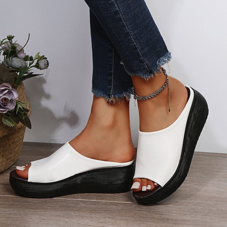 Women's Elowen Peep-Toe Platform Wedge Slide Sandals - Elevated Summer Comfort Slides (US 4-11)