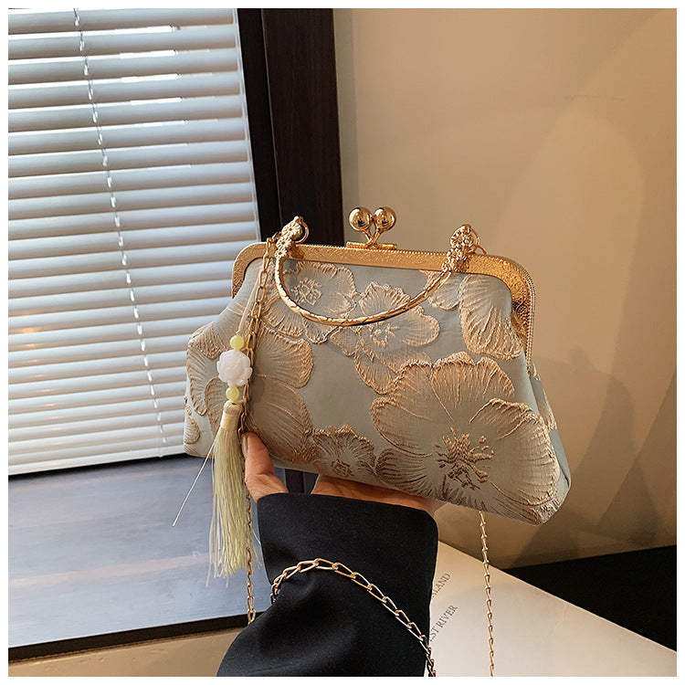 Women's Vintage Satin Mini Crossbody Bag - Retro Silk Handheld Purse - Petite, Elegant & Versatile