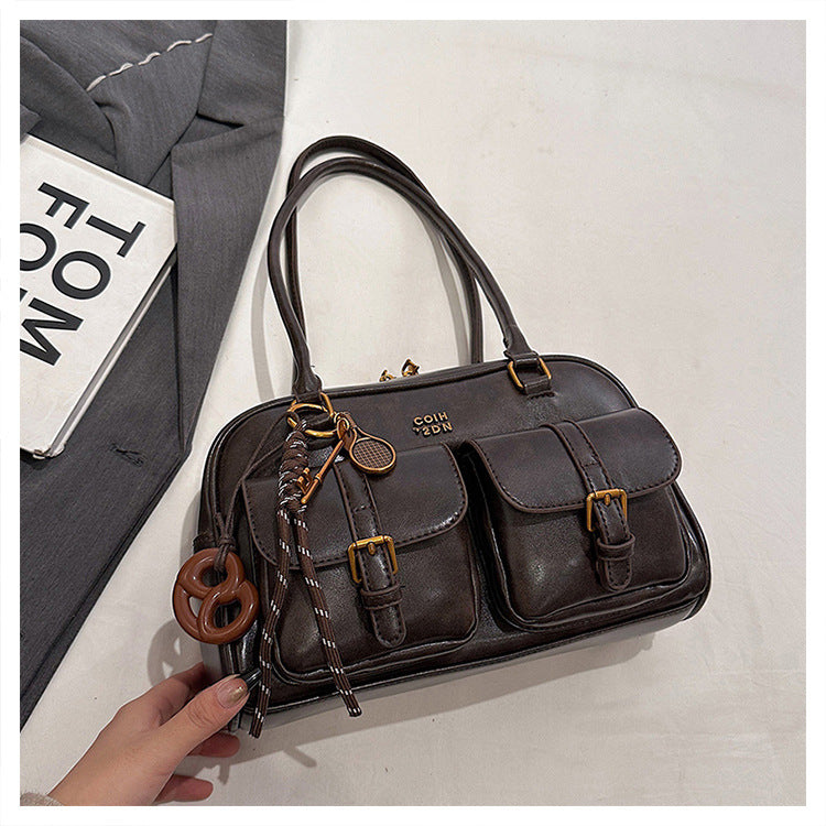 Women's Trendy Vintage Boston Pillow Tote Bag - Versatile Shoulder/Handheld Retro Commuter Bag