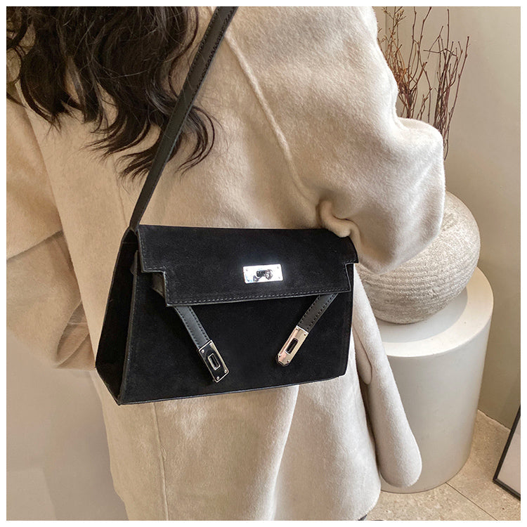 Women's Retro-Luxe Suede Mini Satchel - Convertible Underarm Crossbody Bag for Women | Vintage Brushed Texture in Caramel Ombre