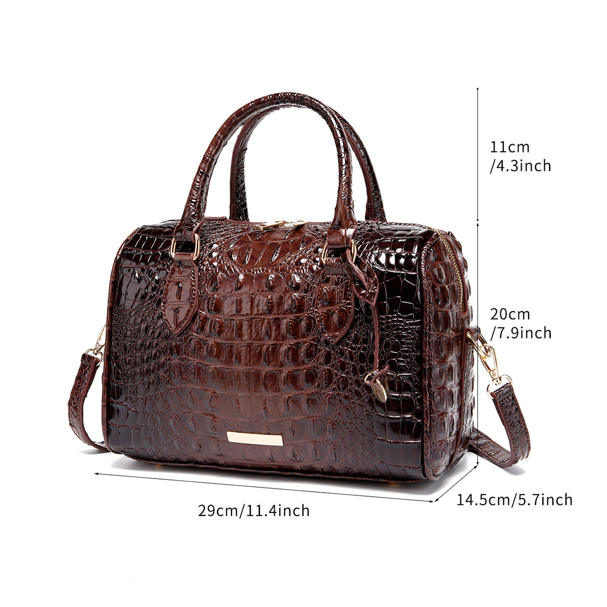 Women's Vintage Crocodile-Embossed Crossbody Bag – Travel-Ready Underarm Handbag