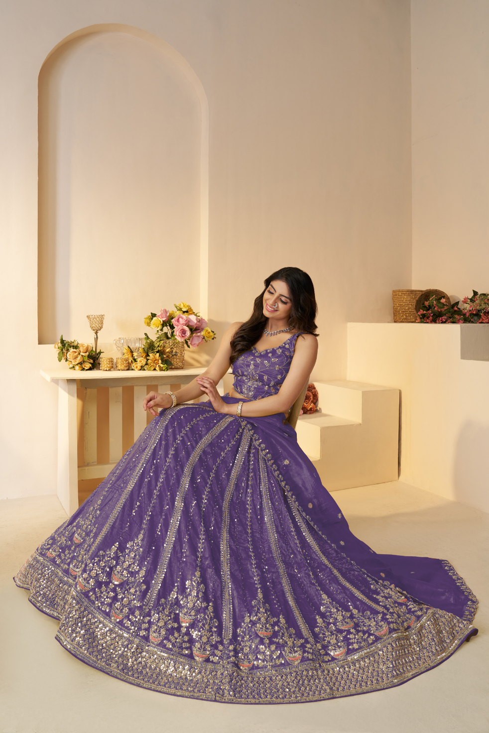 Dark Purple Bridal Lehenga - qivii