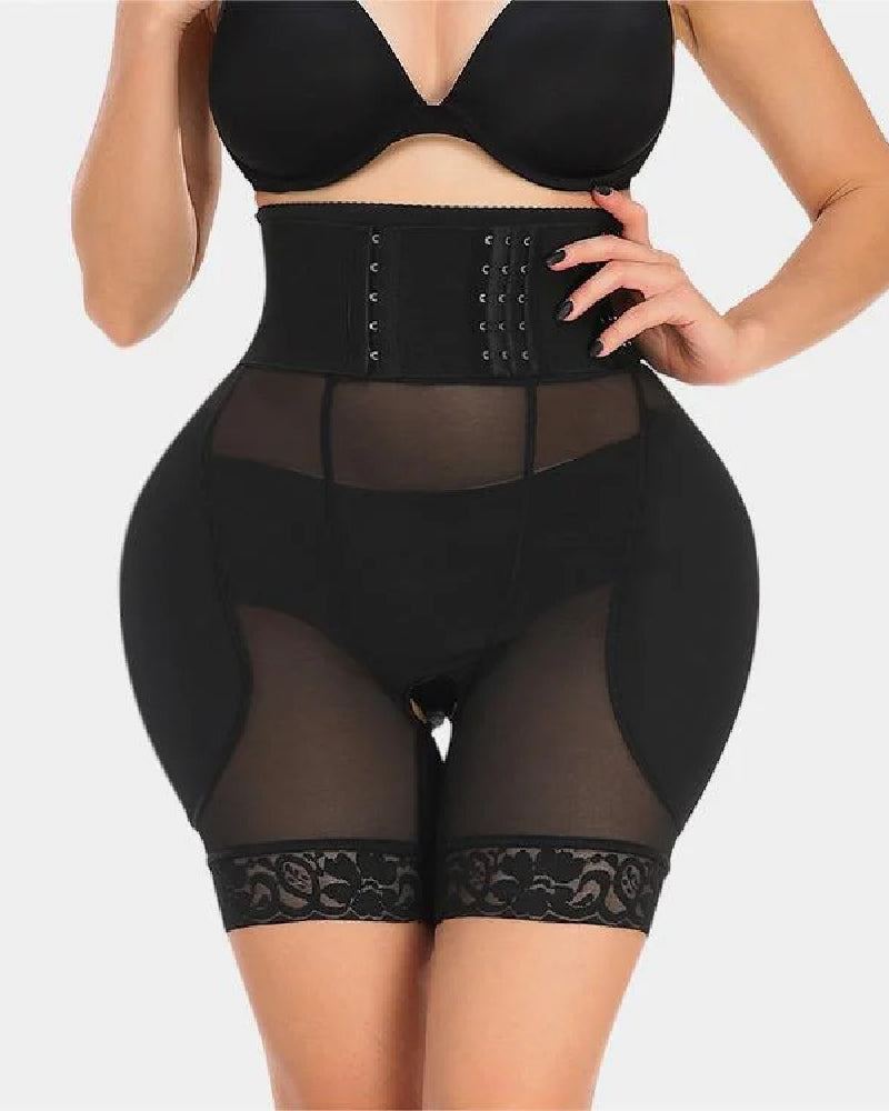 Women's Hourglass Corset Breathable Mesh Shaping Shorts With Sponge Pads  - By Qivii