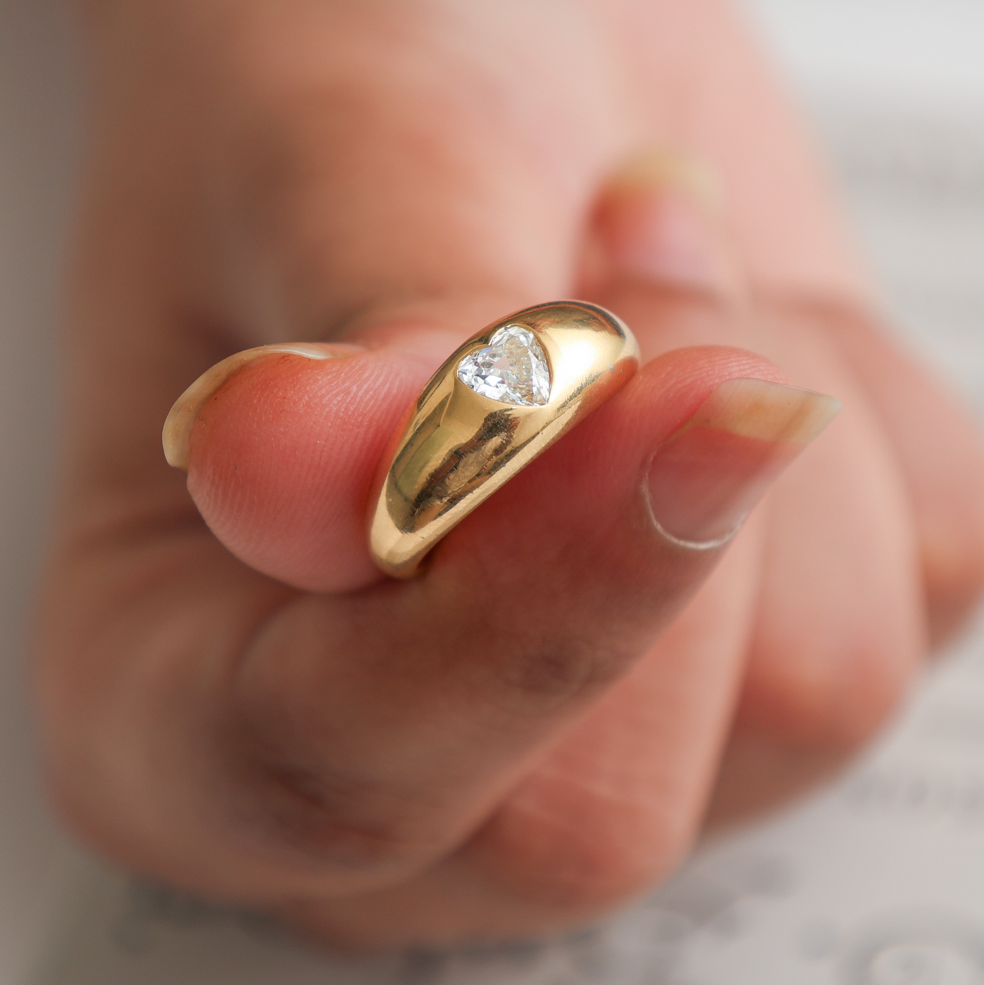 Diamond Heart Mini Chunky Ring - qivii