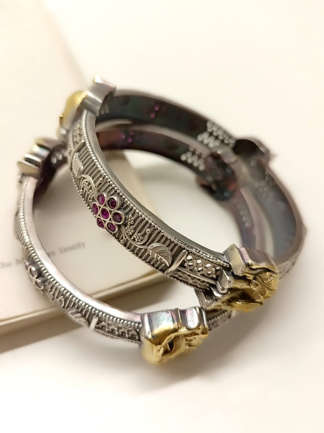 Somya Ruby Elephant Oxidized Bangle