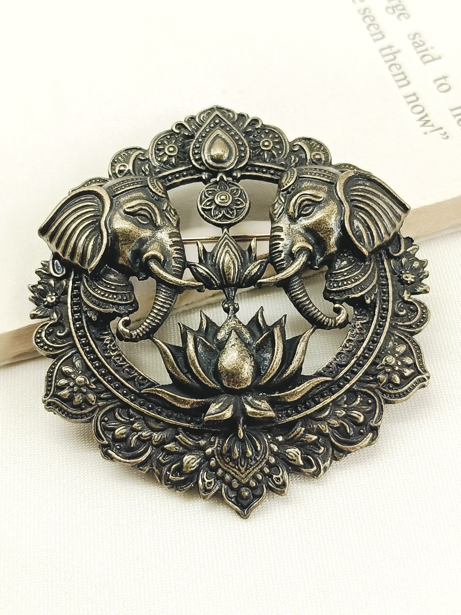 Aariv Antique Gold Elephant Men's Brooch