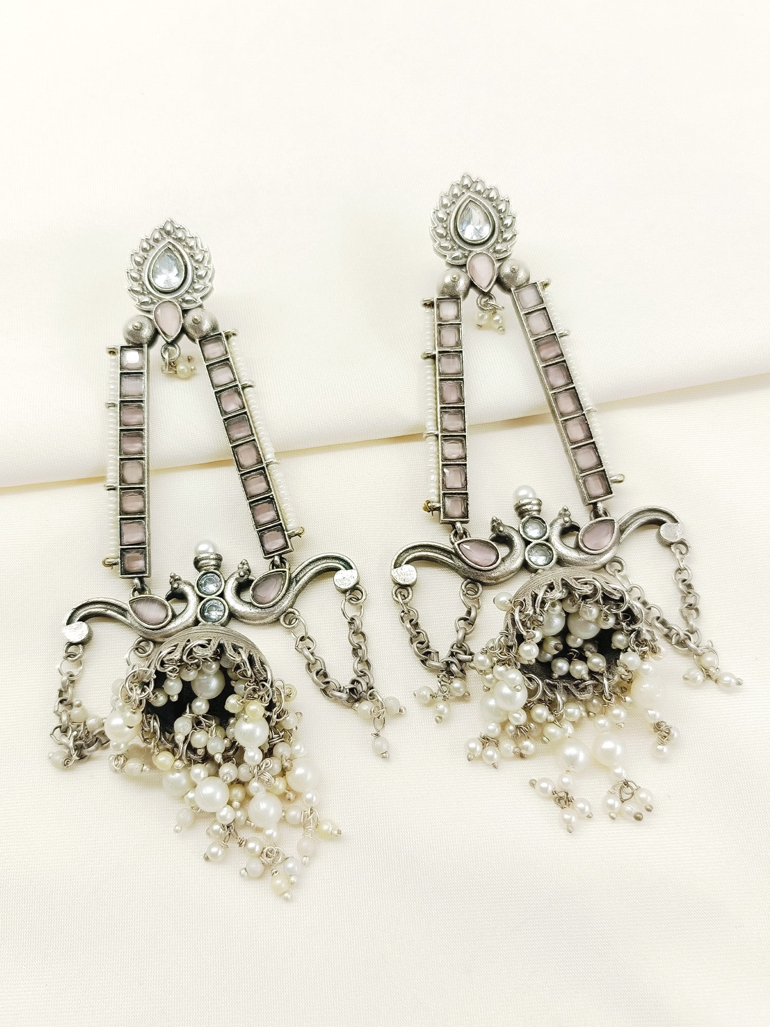 Ranjeeta Pink Oxidized Jhumki